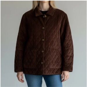 Ralph Lauren Brown Quilted Velvet Coat Sz P/L